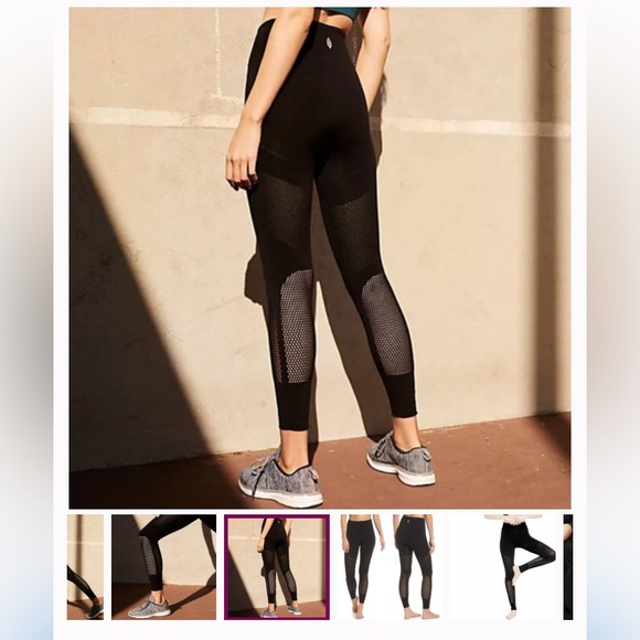 Free People FP Movement Seamless High Rise Self Hem Mesh Sculpt Legging Black M - Picture 2 of 10
